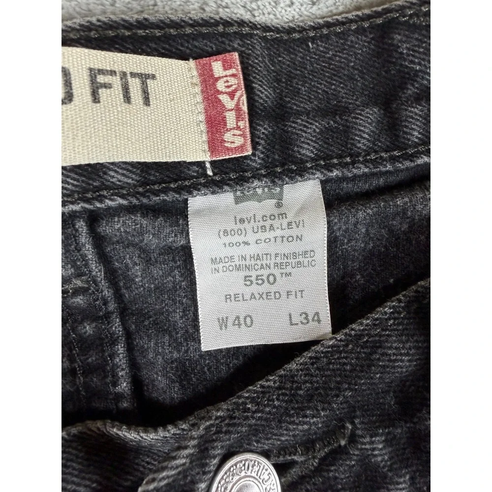 Vtg Levi's 550 Relaxed Fit Jeans Mens Tag 40x34 Actual 36x34 Black Denim